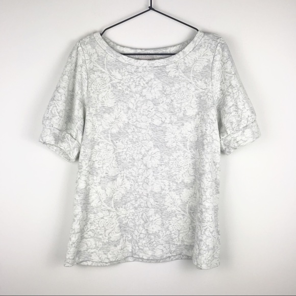 LOFT Tops - LOFT Floral Jacquard Short-sleeve Sweatshirt